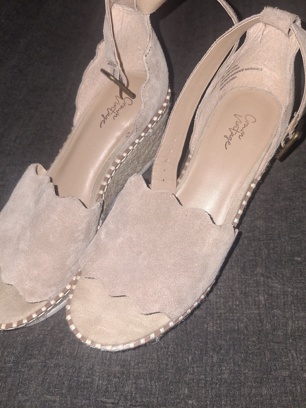 Women's Suede Espadrille Wedge Sandals - Blush
